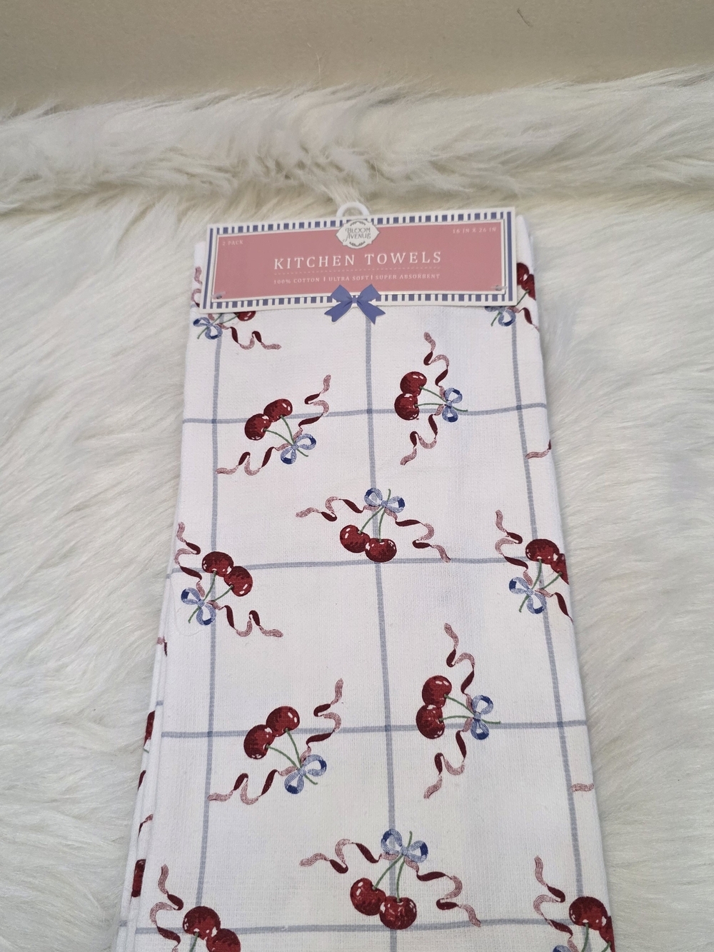 Kitchen Towels with Red Cherry Print
